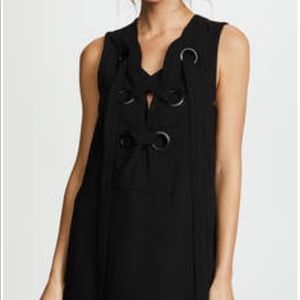 Black lace up front dress